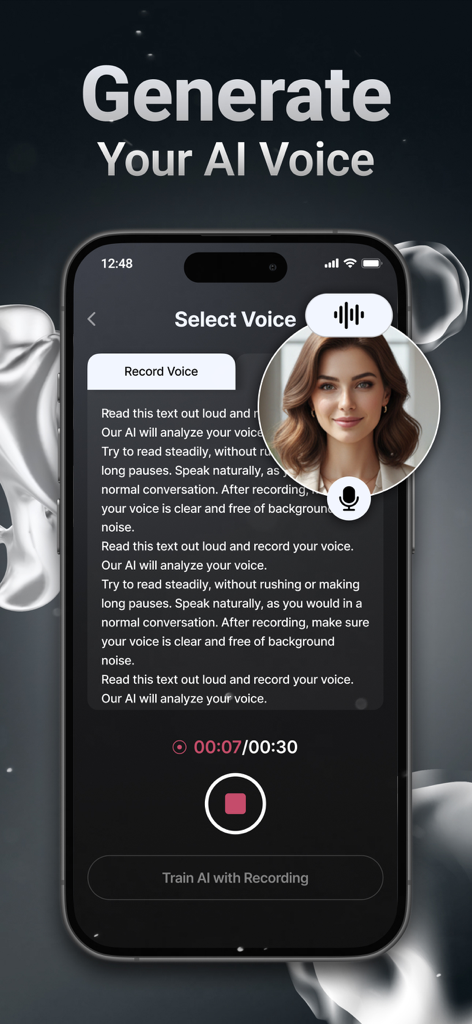 Riffusion: AI Music Generator - Interface do aplicativo Riffusion para gravação e treinamento de voz de IA