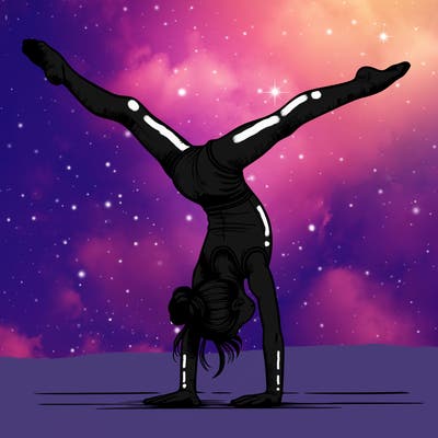 realistic gymnastic hand stand girl in four splits