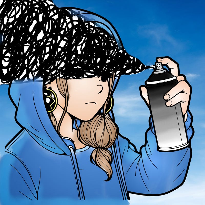 a realistic girl, spray painting