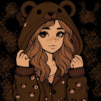 realistic girl in a animal pjs hoodie