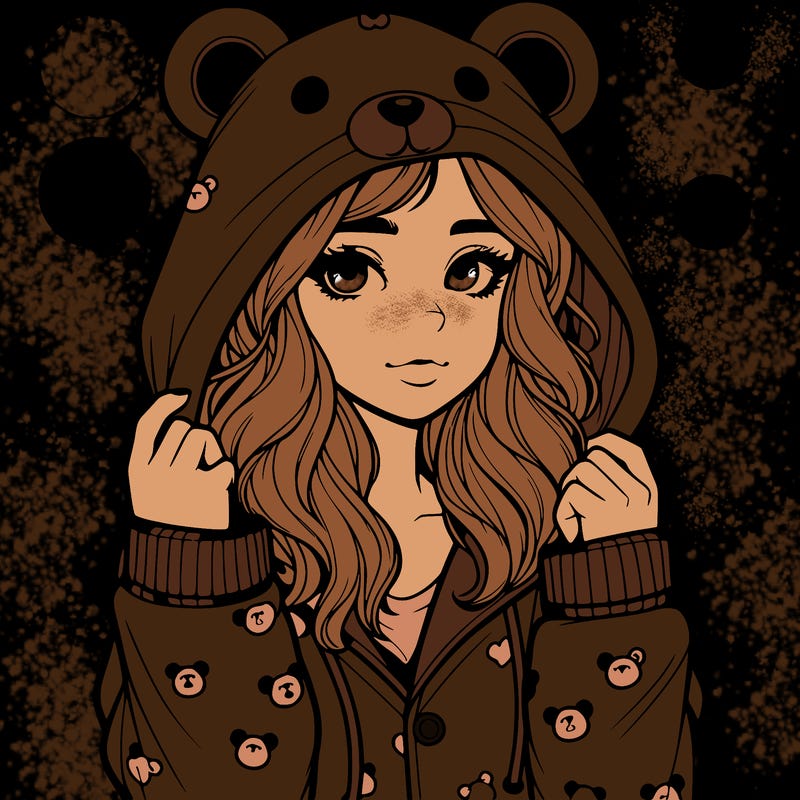 realistic girl in a animal pjs hoodie