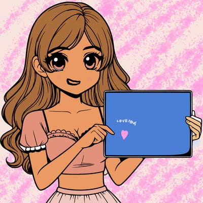 realistic pretty girl holding blank sign