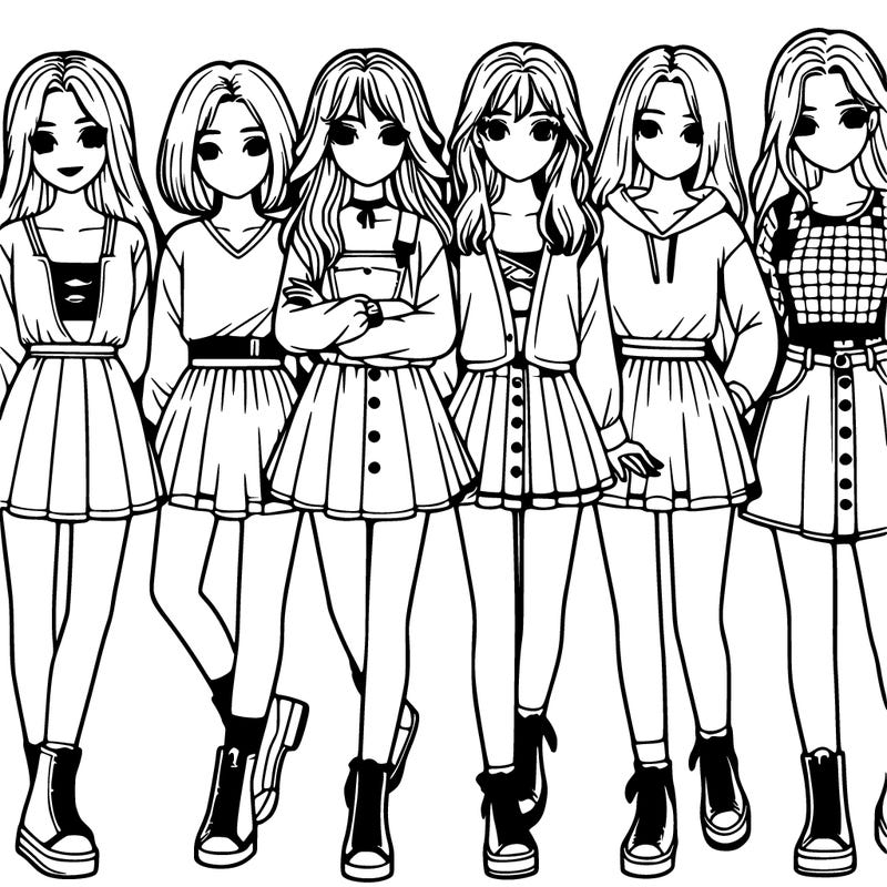 a group of girls realistic