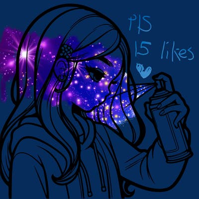 a realistic girl spray painting