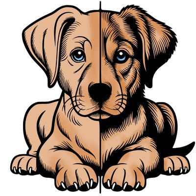 realistic dog split picture