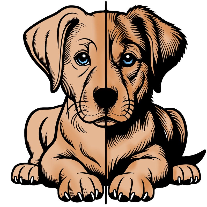 realistic dog split picture