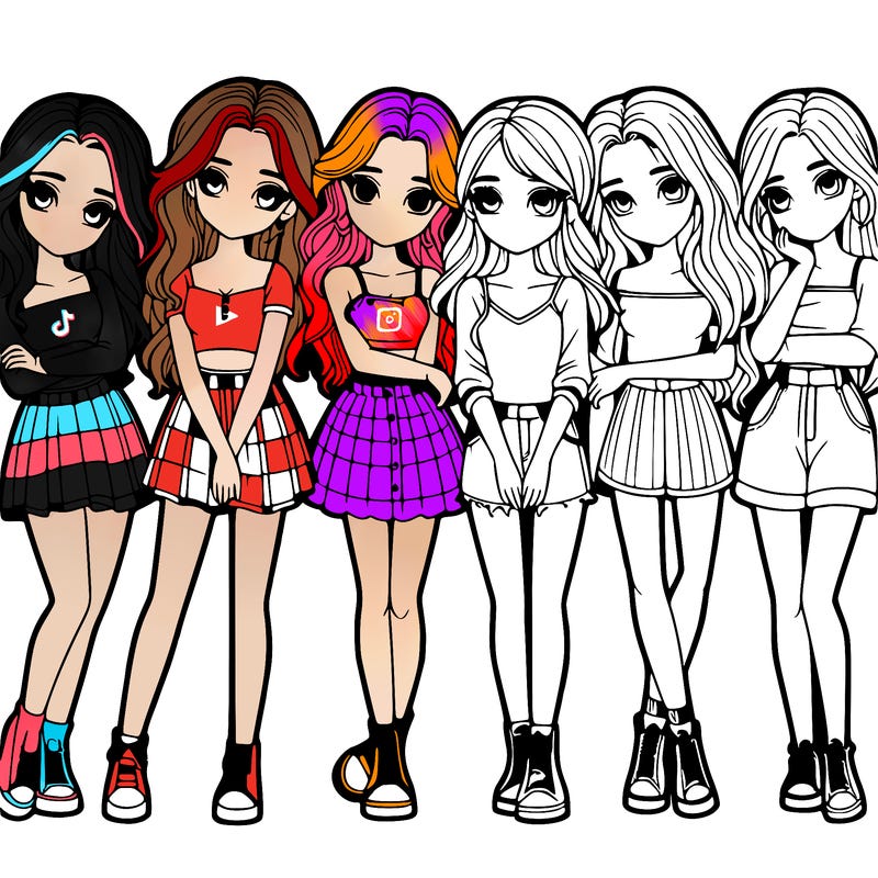 a group of girls realistic