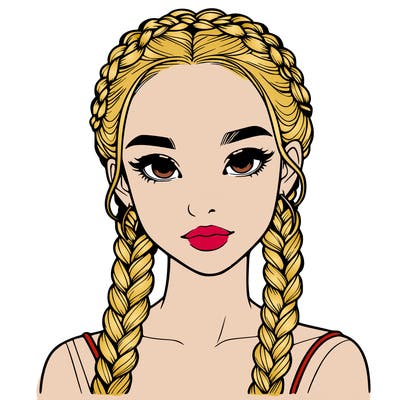 realistic girl with braids