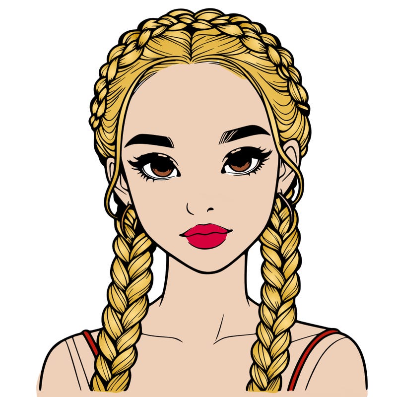 realistic girl with braids
