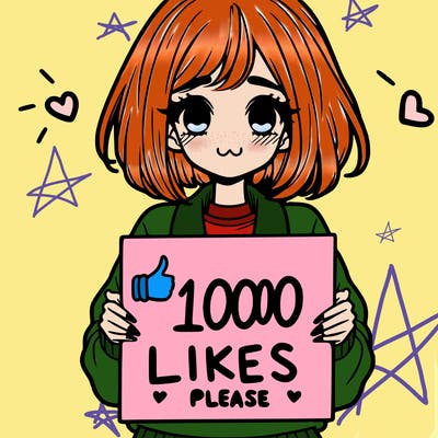 a girl holding a sign that says 1000 likes please