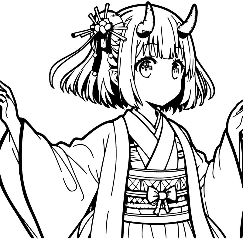 manga character girl with horns