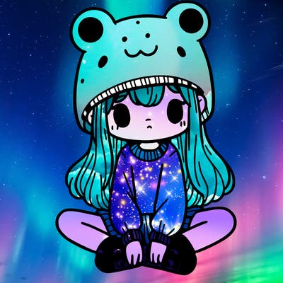 a girl wearing a frog hat and some frog socks