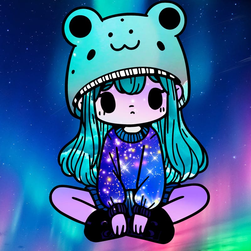 a girl wearing a frog hat and some frog socks