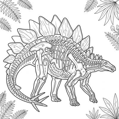 Dive deep into the prehistoric world with this unique Stegosaurus anatomy coloring page. Explore the intricate skeleton and internal organs of this mighty dinosaur as you bring it to life with color.