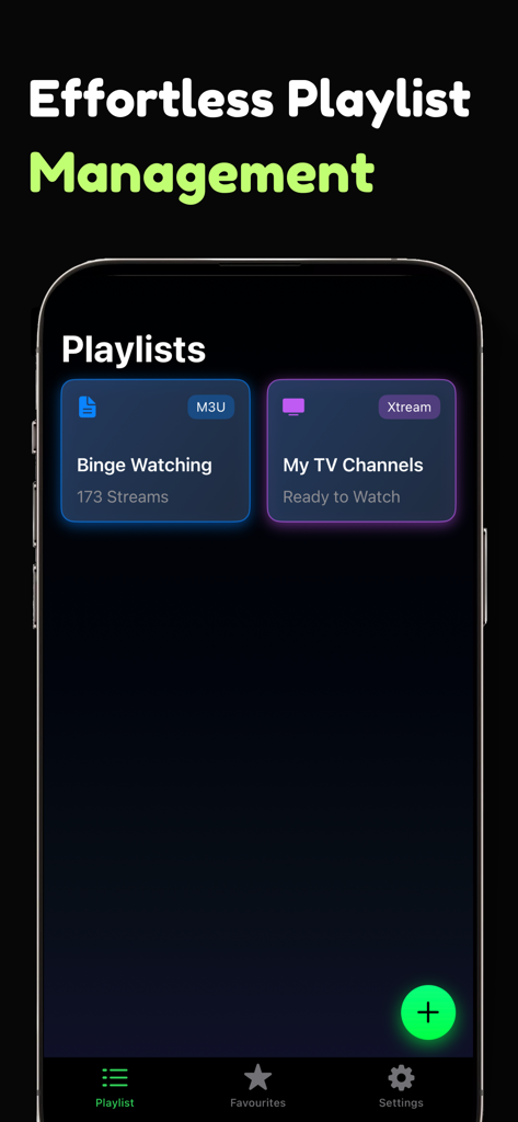 Smart IPTV Player interface showing M3U and Xtream playlist management options