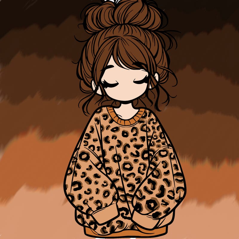 girl with baggy sweatshirt and messy bun