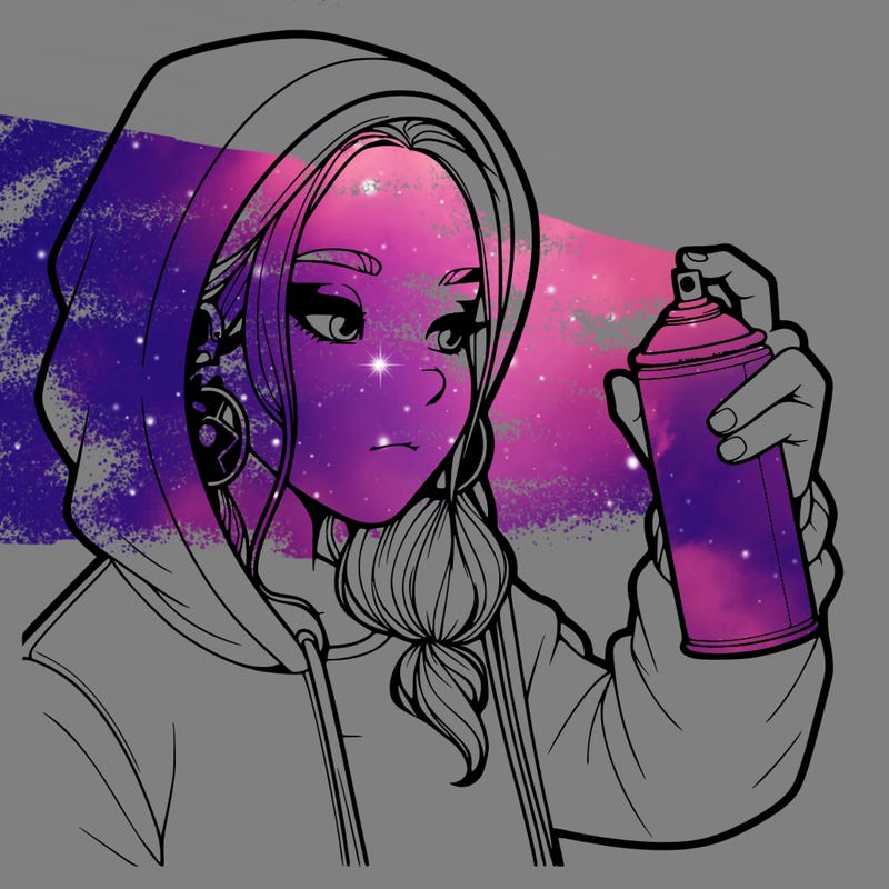 a realistic girl, spray painting