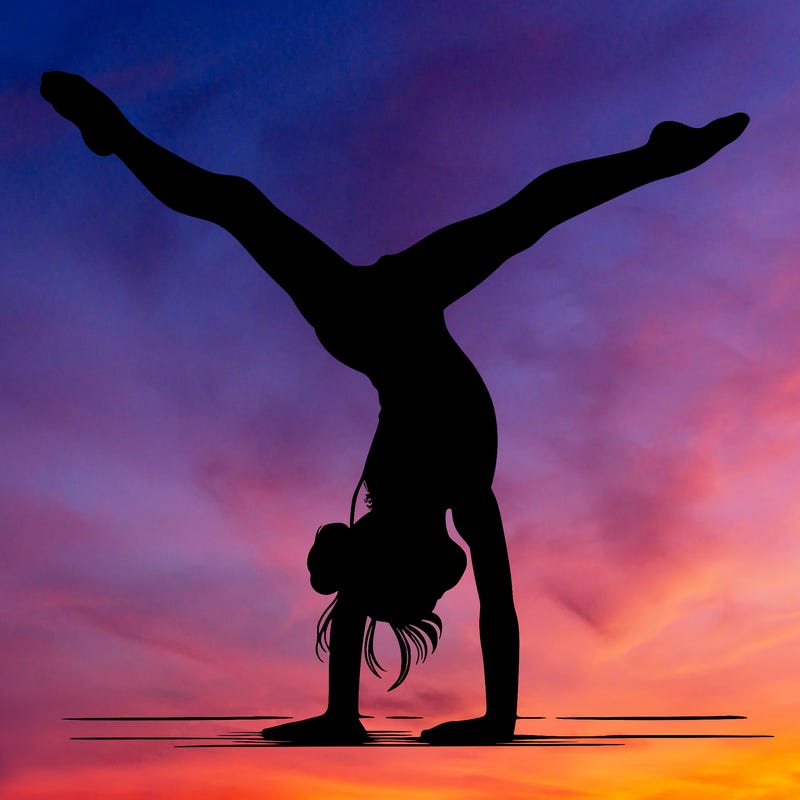 realistic gymnastic hand stand girl in four splits