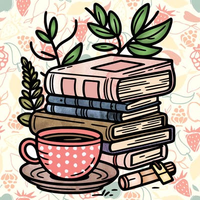 tea cup with books