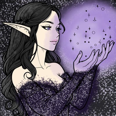 realistic elf girl doing magic