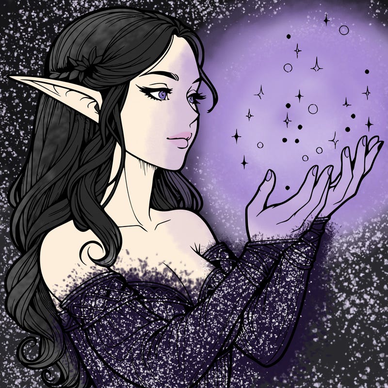 realistic elf girl doing magic