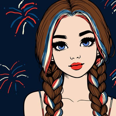 realistic girl with braids