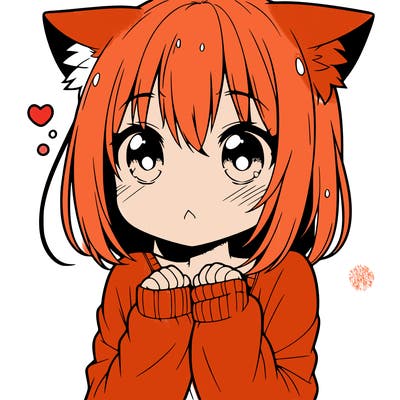 shy anime catgirl