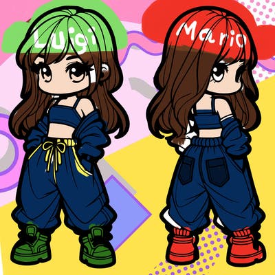 girl in crop top and baggy pants