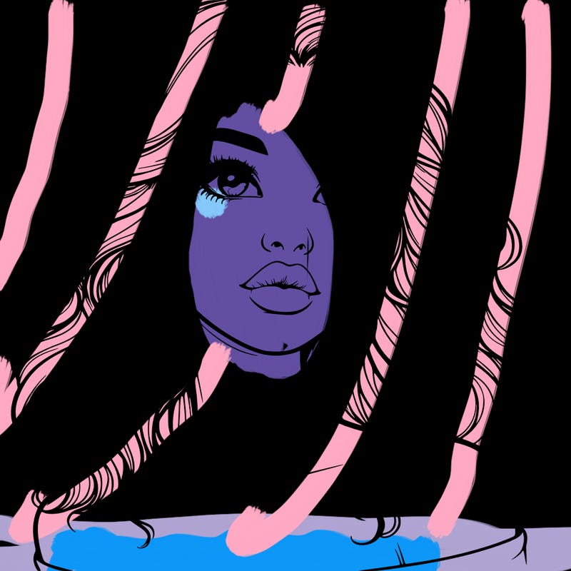 realistic girl with wavy hair and lips