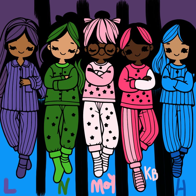 2 girls in pj's