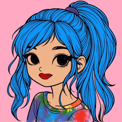 realistic girl with ponytail