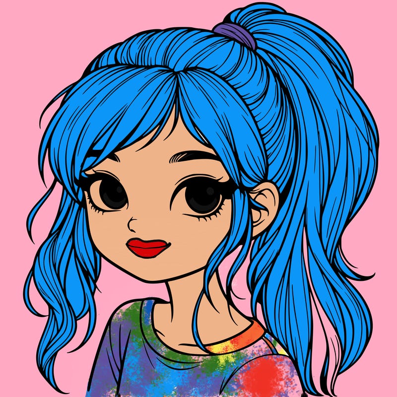 realistic girl with ponytail