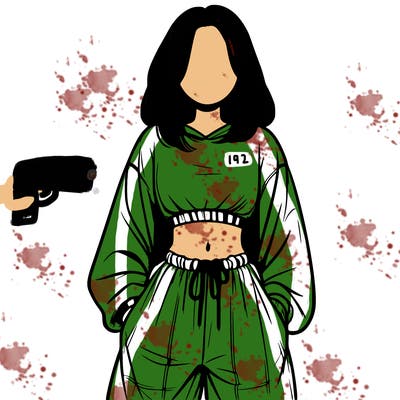 realistic girl faceless with baggy pants and a crop top