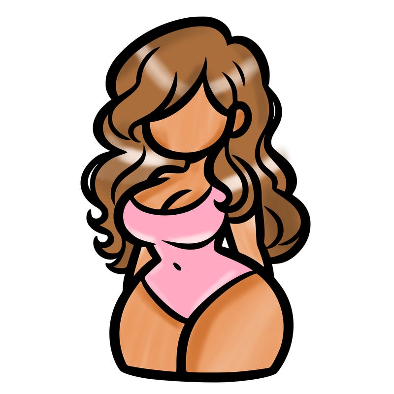 curvy woman with hair