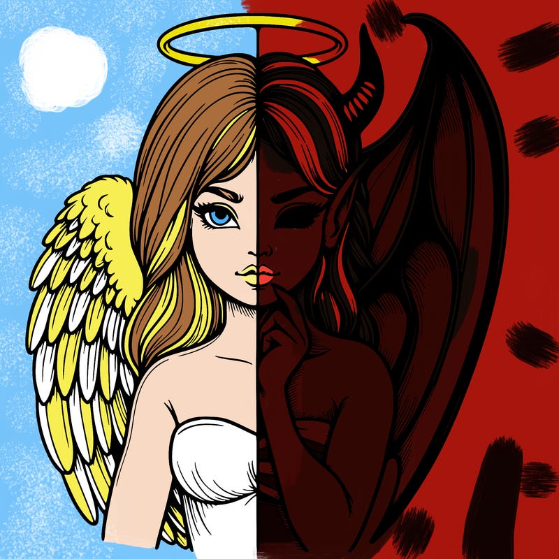 realistic angel half demon