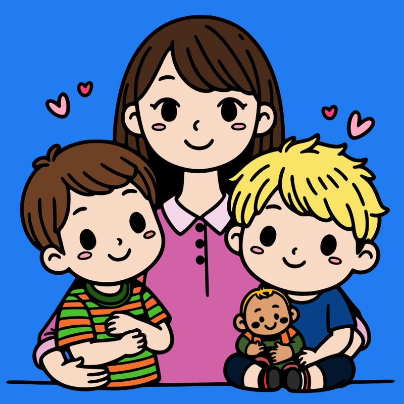 mother with two kids