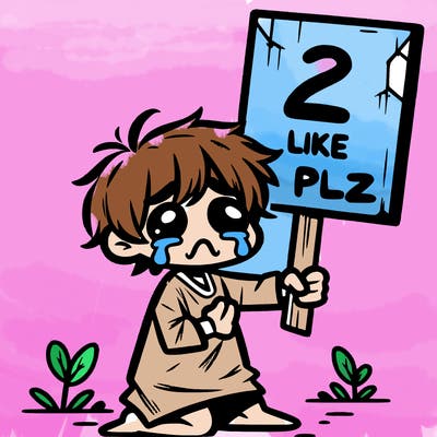 small poor toddler crying with sign that says 2 like plz