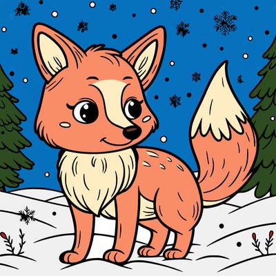 a fox in the snow