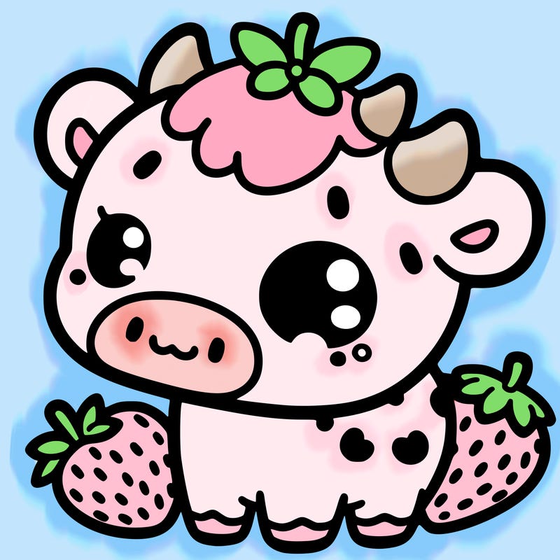 strawberry milk cow cute