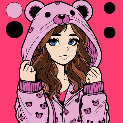 realistic girl in a animal pjs hoodie