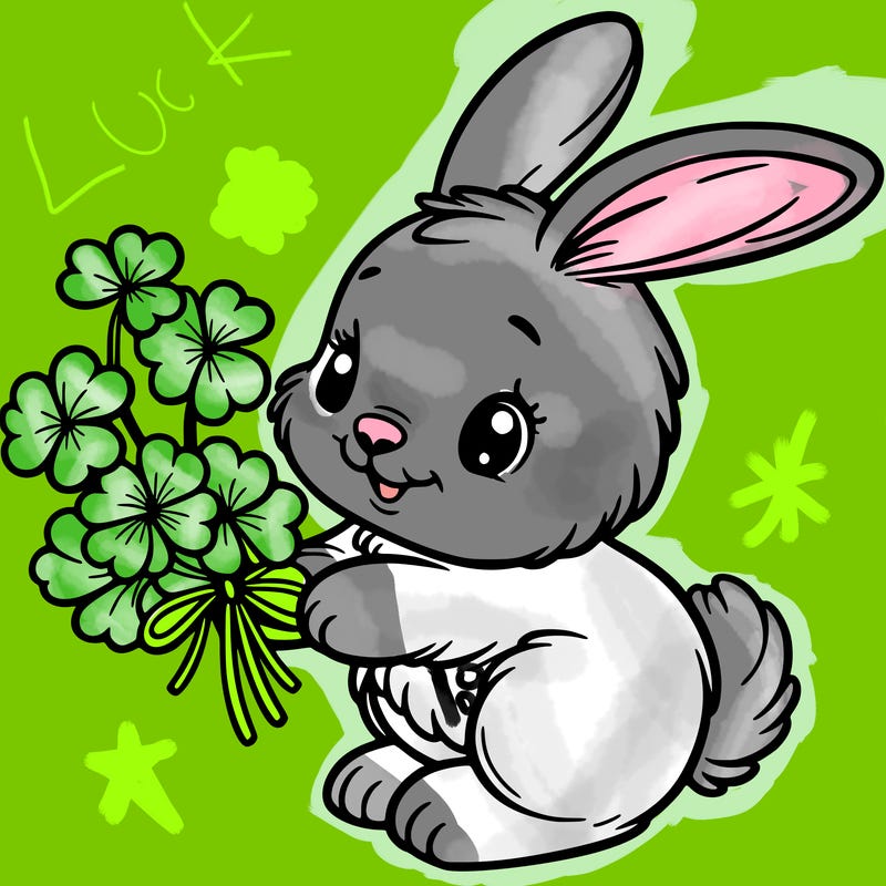 bunny with a bunch of clover