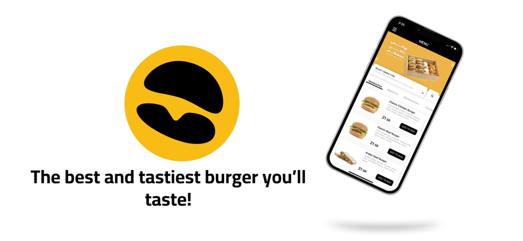 اصل البرجر | ASL ALBURGER - The Asl Alburger mobile app interface showing a burger menu next to the brand logo and slogan