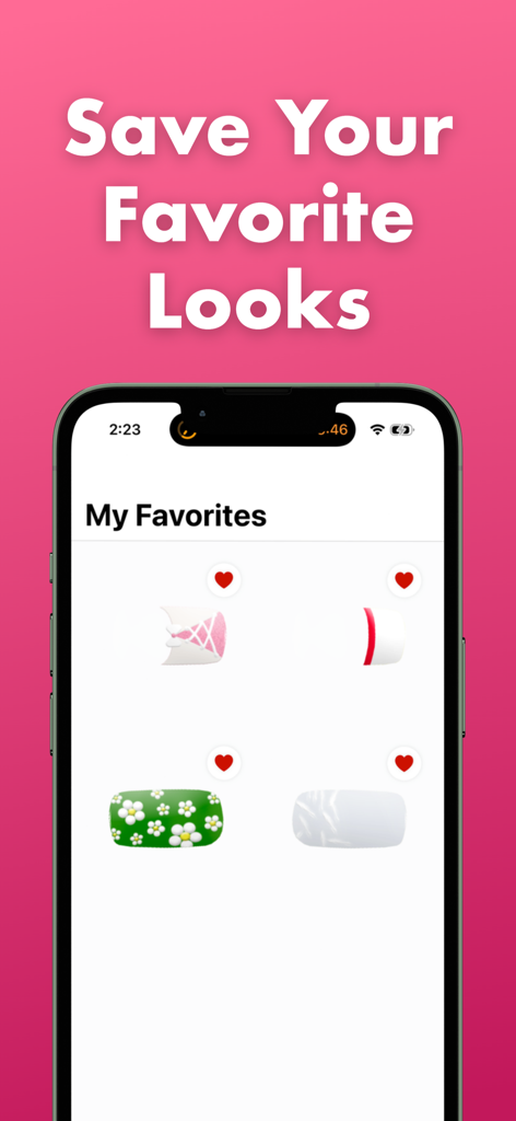 Nail Designs - Manicures & Art - The My Favorites screen of the Nail Designs app showing a curated collection of saved manicure styles.