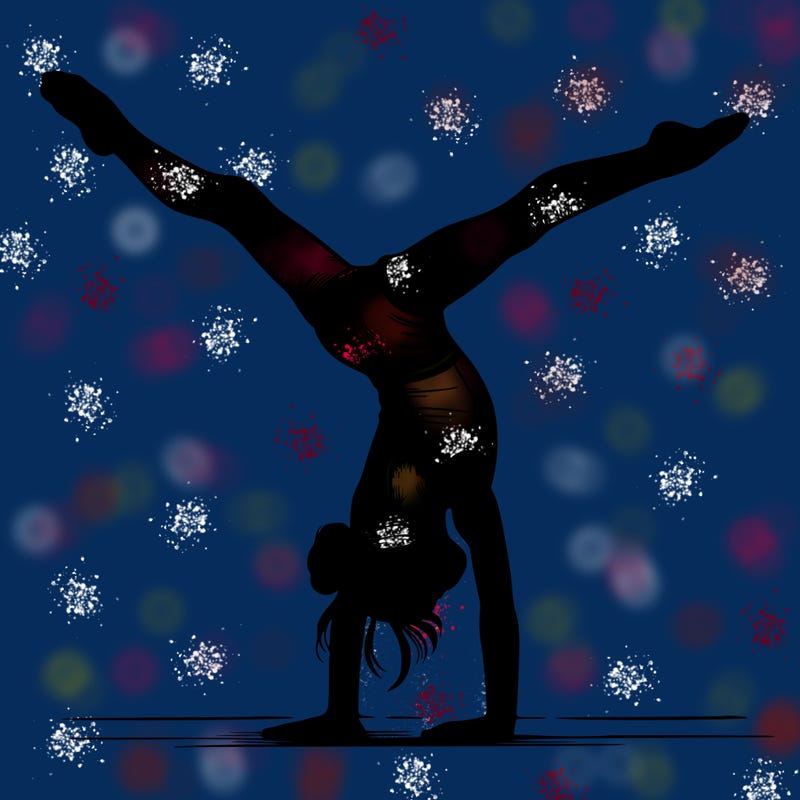 realistic gymnastic hand stand girl in four splits