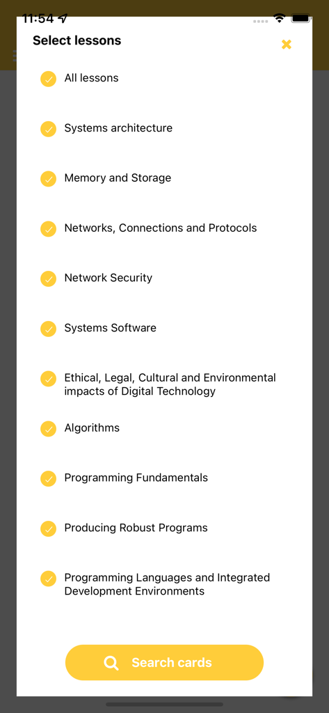 GCSE Computer Science Pro - アルゴリズムやネットワーキングを含む计算机科学学習トピックの選択メニュー