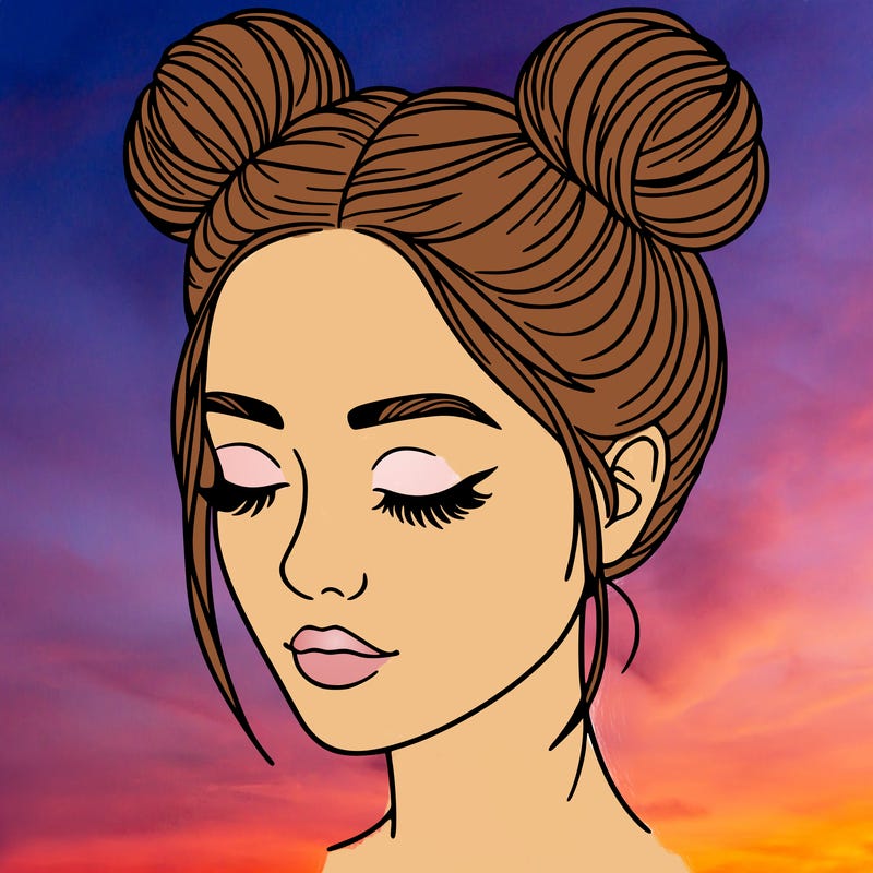 woman with hair buns