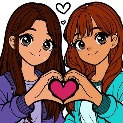 girls making heart with their hands