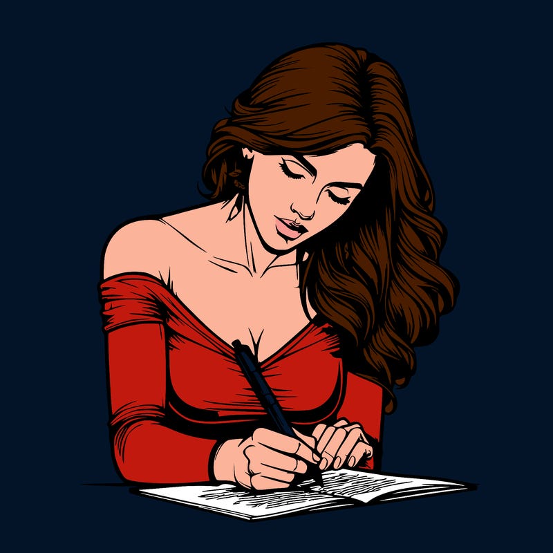 realistic female writing poetry