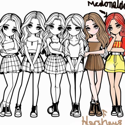 a group of girls realistic
