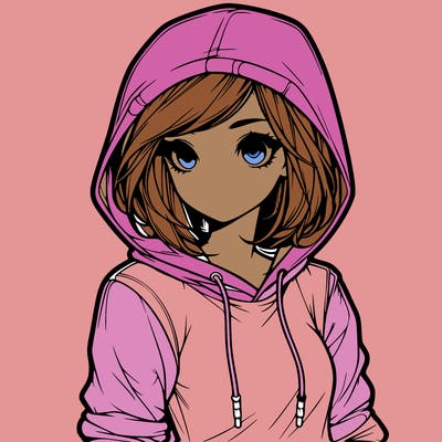 realistic girl with hoodie